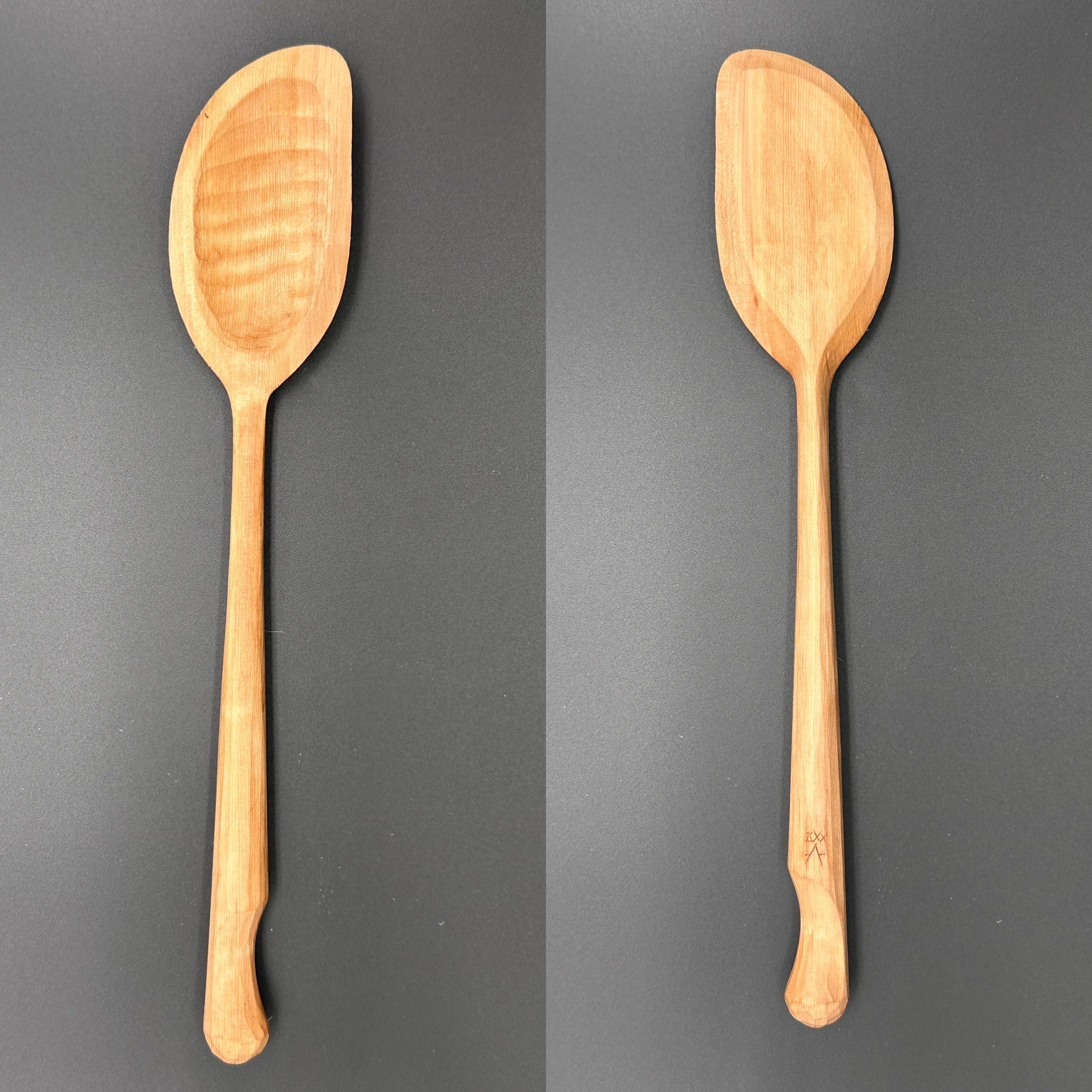 12" right handed black birch cooking spoon
